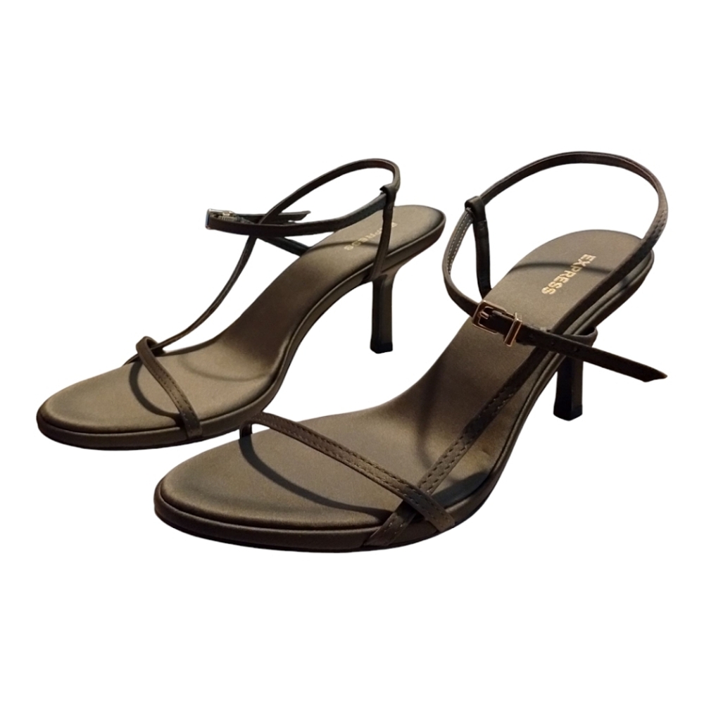 Express Dark Gray Strappy Heels